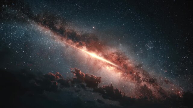 Exploration of the cosmic universe showing bright stars and a galaxy in the night sky captured in high quality microstock 4k videos