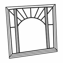 Window Silhouette Line Art Vector Illustration