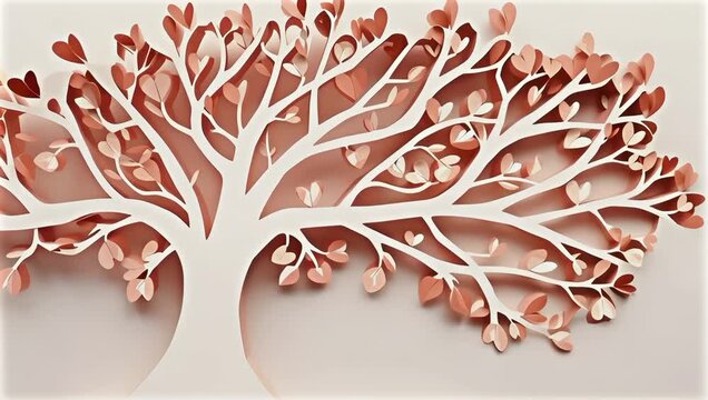 Paper-Cut Tree with Heart Leaves Animation