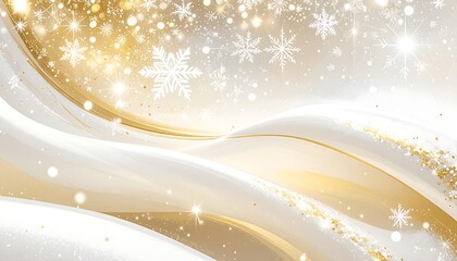 Elegant Golden Snowflakes and Silk Fabric Abstract Background.