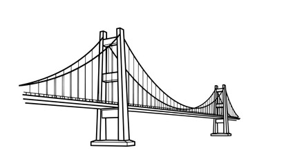 Obraz premium Suspension bridge line art illustration