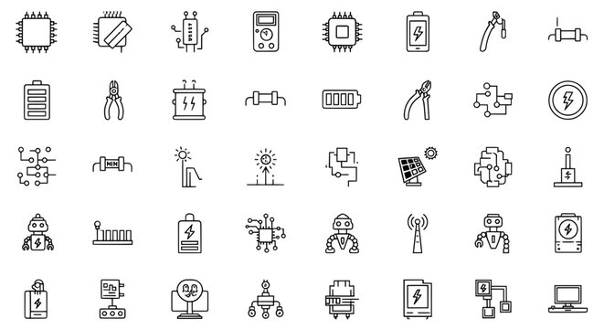 Electronics engineering line icons
