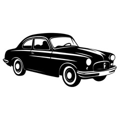 Hotrod classic Black car vector silhouette