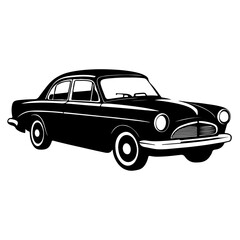 Obraz premium Hotrod classic Black car vector silhouette