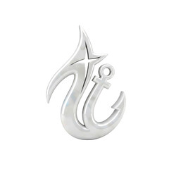 Shiny Metallic Anchor Symbol on Transparent Background Graphic