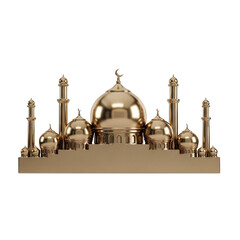 Golden Mosque Model on Transparent Background Detailed Architectural