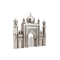 Silver Taj Mahal Miniature on Transparent Background Decorative