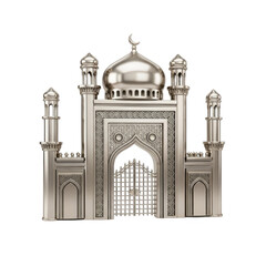 Silver Miniature Taj Mahal on Transparent Background Decorative Craft