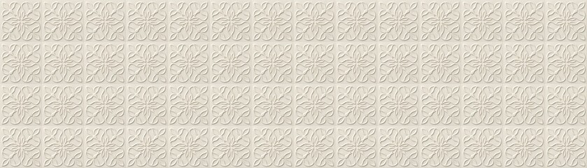 Beige Ivory Relief Ceramic Tiles Pattern with Classical Embossed Floral Ornaments for Interior Wall Decoration