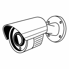 Bullet Model CCTV Silhouette Line Art Vector Illustration