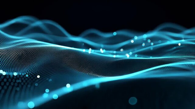 A digital visualization showcasing a flowing, luminescent structure of interconnected points