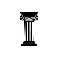 Obraz premium Elegant black and white vector illustration of a classic corinthian column with intricate capital design, perfect for architecture, history, and ancient greek theme projects