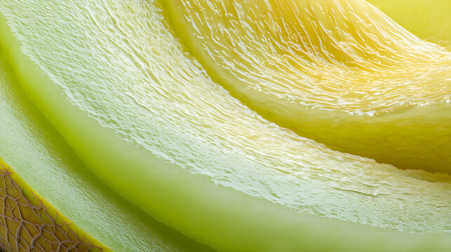 Close-up macro shot of a fresh, ripe honeydew melon slices