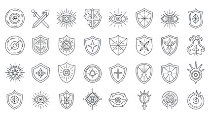 Esoteric Symbols Collection: Shields, Eyes, Swords, Alchemy Icons