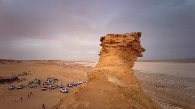 Travel adventure - Driving to Ong Jmal - The camel's neck, desert and site of Star Wars and The English Patient films, near Nefta, Tunisia, North Africa, Africa - 8th of October 2024