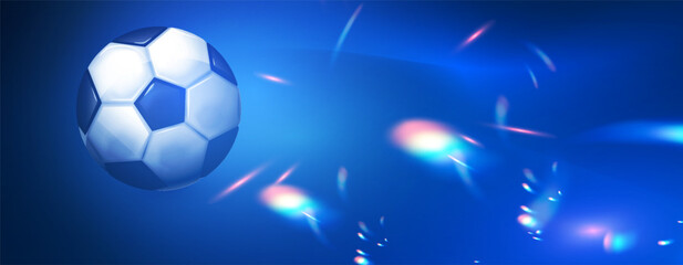 Naklejka premium Soccer ball with speed and power light effect. Sports background. Match design.