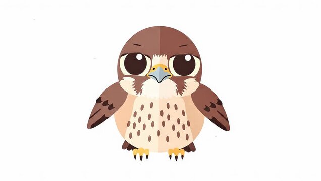 Cute Cartoon Falcon Blinking Big Eyes Animation Loop.