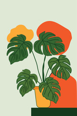 Obraz premium Modern Boho Botanical Wall Art Illustration.