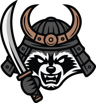 Samurai Raccoon Mascot Logo Design