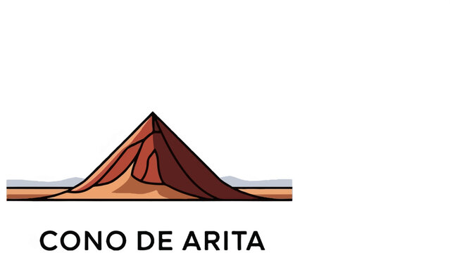 Stylized volcano with textured slopes and the words "CONO DE ARITA" below