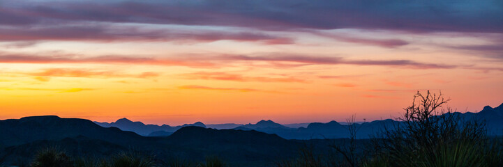 Panorama Of Sunset From The Sotol Vista In Big Bend