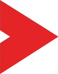 A stark red pennant shape, sharp and bold against a clean white backdrop, signifying direction