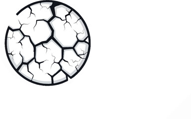 Obraz premium A cracked ball with black lines resembling a soccer ball on a white background