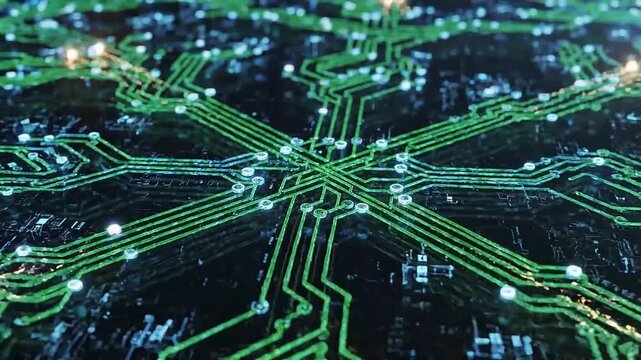 Futuristic Circuit Board with Glowing Connections Technology Background