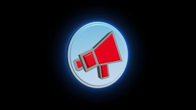 &ldquo;Animated megaphone icon announcing sale promotion with bold red sale text. Marketing and advertising concept for discounts, special offers, and business promotion on dark background.&rdquo;
