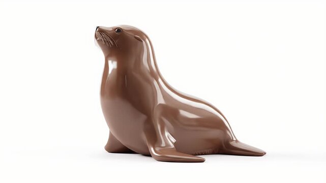 Sea Lion Statue Posing Gracefully Against a White Backdrop.