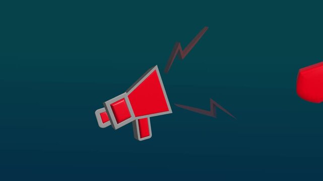 &ldquo;Animated megaphone icon announcing sale promotion with bold red sale text. Marketing and advertising concept for discounts, special offers, and business promotion on dark background.&rdquo;