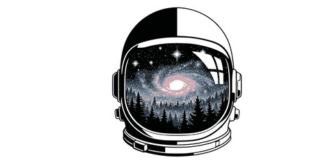 Astronaut Helmet Forest Reflection Silhouette © T-Shop