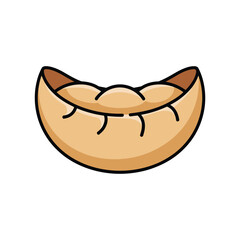 Fototapeta premium A cartoon illustration of a smiling fortune cookie on a white background