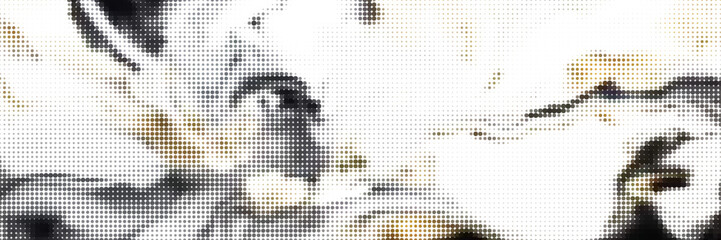 Polka dot pop art halftone pattern. Red dots on orange background