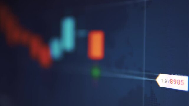 Close-up of financial trading chart with candlestick patterns