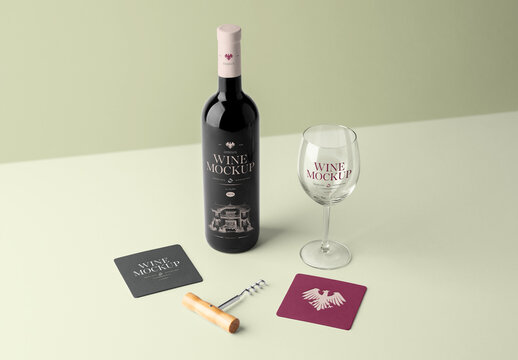 Front View Wine PSD Mockup