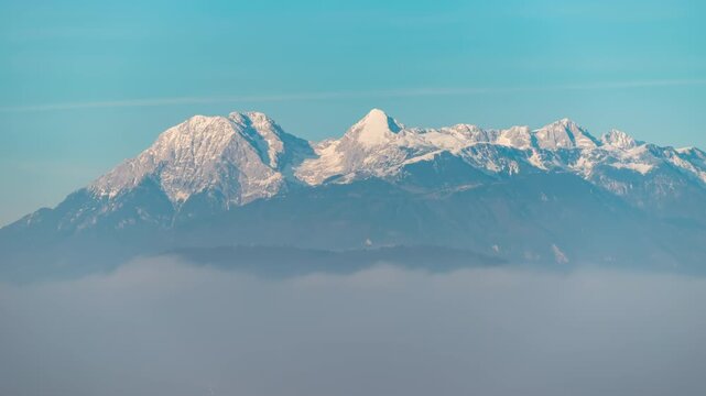 Ljubljana Slovenia time lapse at Kamnik Savinja Alps mountain range