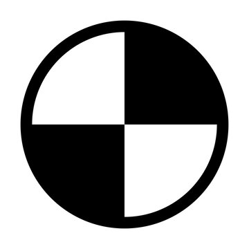 Minimalist Black and White Crash Test Target Vector Icon for Automotive Safety Engineering and Vehicle Impact Research isolated on white - High Quality Vectorial Stock Image
