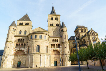 Fototapeta premium Liebfrauen basilica Catholic Church in Trier city in Germany The building has many square towers of various sizes. The building is made of stone