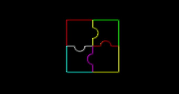 Four Interlocking Puzzle Pieces. World autism day awareness clip