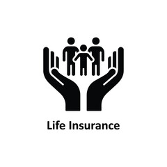 Fototapeta premium Hands cradling figures representing family with life insurance text