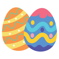 Colorful Easter Eggs Flat Vector Illustration for Spring Holiday Design