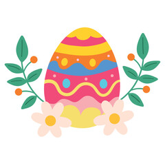 Colorful Easter Eggs Flat Vector Illustration for Spring Holiday Design