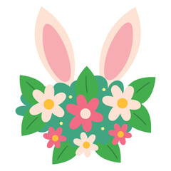 Adorable Flat Style Easter Rabbit Cartoon for Kids and Decorations