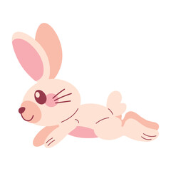 Cute Easter Bunny Flat Vector Illustration for Spring Holiday Design