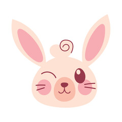 Cute Easter Bunny Flat Vector Illustration for Spring Holiday Design