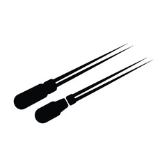 Fototapeta premium A pair of black silhouette hairstyling shears or scissors are displayed