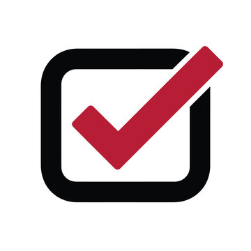 A simple black square outline containing a red checkmark symbol