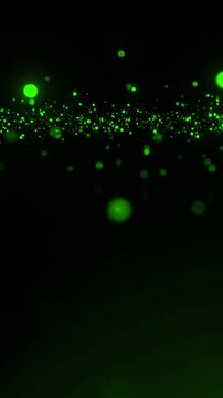 green particle system slow motion animation. abstract motion graphics mobile phone background

