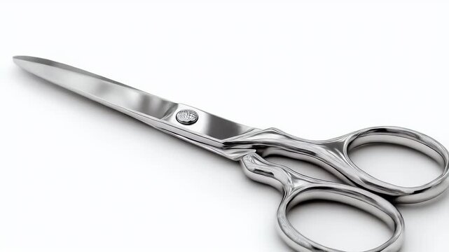 Shiny Silver Scissors on a White Background for Cutting and Crafting.
